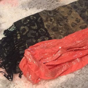 Two shimmery scarves